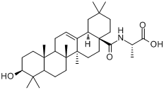 N-[(3beta)-3-羟基-28-氧代齐墩果-12-烯-28-基]-L-丙氨酸分子式结构图