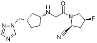 美罗利汀;(2S,4S)-4-氟-1-[2-[[(1R,3S)-3-(1H-1,2,4-三唑-1-基甲基)环戊基]氨基]乙酰基]-2-吡咯烷甲腈分子式结构图