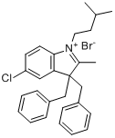 1-异戊基-2-甲基-3,3-二苄基-5-氯吲哚鎓溴盐分子式结构图