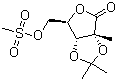 5-O-甲基磺酰基-2,3-O-异丙亚基-2-C-甲基-D-核糖酸-gamma-内酯分子式结构图