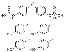 (1-甲基乙二基)二-4,1-亚苯基四(甲基苯基)二磷酸酯分子式结构图