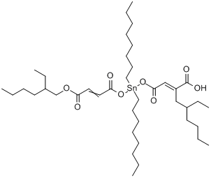 14-乙基-6,6-二辛基-4,8,11-三氧代-5,7,12-三氧杂-6-锡十八烷基-2,9-二烯酸-2-乙基己基酯分子式结构图