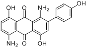 1,5-二氨基-4,8-二羟基-2-(4-羟苯基)-9,10-蒽二酮分子式结构图