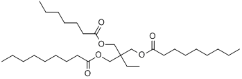 2-乙基-2-[[(庚酰基)氧基]甲基]-1,3-丙二(醇)二壬酸酯;庚酸与壬酸和三羟甲基丙烷的酯化物分子式结构图