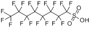 全氟辛烷磺酸;全氟辛基磺酸;十七氟辛烷磺酸;1,1,2,2,3,3,4,4,5,5,6,6,7,7,8,8,8-十七氟代-1-辛磺酸分子式结构图