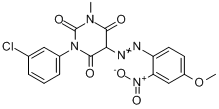 1-(3-氯苯基)-5-[(4-甲氧基-2-硝基苯基)偶氮]-3-甲基-2,4,6(1H,3H,5H)-嘧啶三酮分子式结构图