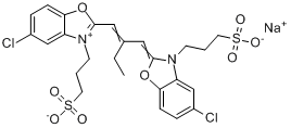 3-[2-[2-[5-氯-3-(3-磺酸丁基)-2,3-二氢-1,3-苯并恶唑-2-亚基甲基]-1-丁烯基]-5-氯-3-苯并恶唑基]丁基磺酸?分子式结构图