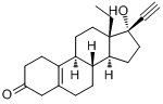 13-乙基-17β-羟基-18,19-二去甲孕甾-5(10)-烯-20-炔-3-酮17α-乙炔基-17β-羟基-18-甲基雌甾分子式结构图