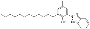 2-(2H)-苯并三氮唑-2-基)-6-十二烷基-4-甲基苯酚分子式结构图