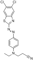 3-[[4-[(5,6-二氯苯并噻唑-2-基)偶氮]苯基]乙氨基]丙腈分子式结构图