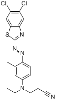 3-[[4-[(5,6-二氯-2-苯并噻唑基)偶氮]-3-甲基苯基]乙氨基]丙腈分子式结构图
