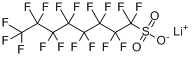 1,1,2,2,3,3,4,4,5,5,6,6,7,7,8,8,8-十七氟-1-辛烷磺酸锂分子式结构图