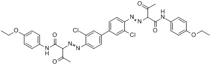 2,2'-[(3,3'-二氯[1,1'-联苯]-4,4'-二基)双(偶氮)]双[N-(4-乙氧基苯基)-3-氧代丁酰胺]分子式结构图