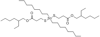 12-乙基-5,5-二辛基-9-氧代-10-氧杂-4,6-二硫杂-5-锡十六烷酸-2-乙基己基酯分子式结构图