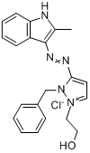 1-(2-羟乙基)-3-[(2-甲基-1H-吲哚-3-基)偶氮]-2-(苯基甲基)-1H-吡唑鎓氯化物分子式结构图