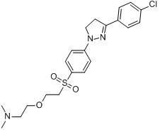 2-[2-[[4-[3-(4-氯苯基)-4,5-二氢-1H-吡唑-1-(1+)基]苯基]磺酰基]乙氧基]-N,N-二甲基乙胺分子式结构图