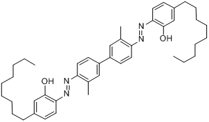 2,2'-[(3,3'-二甲基[1,1'-联苯]-4,4'-二基)双(偶氮)]双[4-壬基]苯酚分子式结构图