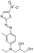 3-[乙基[3-甲基-4-[(5-硝基-2-噻唑基)偶氮]苯基]氨基]-1,2-丙二醇分子式结构图