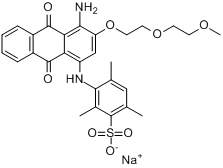 3-[[4-氨基-9,10-二氢-3-[2-(2-甲氧基乙氧基)乙氧基]-9,10-二氧代-1-蒽基]氨基]-2,4,6-三甲基苯磺酸钠分子式结构图