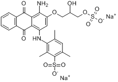 3-[[4-氨基-9,10-二氢-3-[2-羟基-3-(磺酰氧基)丙氧基]-9,10-二氧代-1-蒽基]氨基]-2,4,6-三甲基苯磺酸二钠盐分子式结构图
