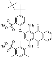 3-[[4-氨基-9,10-二氢-9,10-二氧代-3-[磺酸基-4-(1,1,3,3-四甲基丁基)苯氧基]-1-蒽基]氨基]-2,4,6-三甲基苯分子式结构图