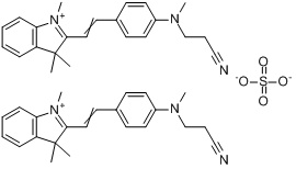 2-[2-[4-[(2-氰乙基)甲氨基]苯基]乙烯基]-1,3,3-三甲基-3H-吲哚翁硫酸盐分子式结构图