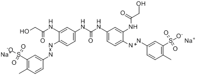 3,3'-[羰基双亚氨基[2-[(2-羟乙酰基)氨基]-4,1-亚苯基]偶氮]]双(6-甲基)-苯磺酸二钠分子式结构图