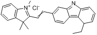 3-[(1,3-二氢-1,3,3-三甲基-2H-吲哚-2-亚基)亚乙基]-9-乙基-3H-卡唑翁氯化物分子式结构图