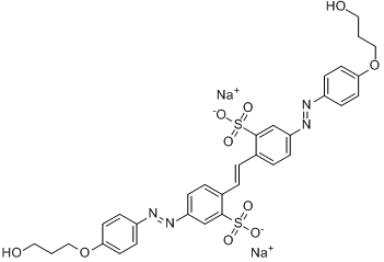 2,2'-(1,2-亚乙基)双[5-[[4-(3-羟基丙氧基)苯基]偶氮-苯磺酸二钠盐分子式结构图