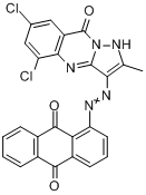 1-[(5,7-二氯-1,9-二氢-2-甲基-9-氧代吡唑并[5,1-B]喹唑啉-3-基)偶氮]-9,10-蒽二酮分子式结构图
