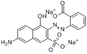 2-[(6-氨基-1-羟基-3-磺基-2-萘基)偶氮]苯甲酸钠盐分子式结构图