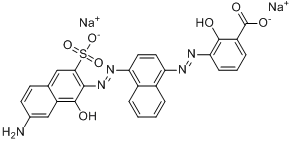 3-[[4-[(7-氨基-1-羟基-3-磺基-2-萘基)偶氮]-1-萘基]偶氮]-2-羟基苯甲酸钠盐分子式结构图