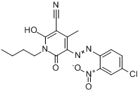 1-丁基-5-[(4-氯-2-硝基苯基)偶氮基]-1,6-二氢-2-羟基-4-甲基-6-氧代-3-吡啶甲腈;5-[(4-氯-2-硝基苯基)偶氮分子式结构图