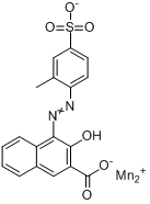 [3-羟基-4-[(2-甲基-4-磺苯基)偶氮]-2-萘羧酸根合-O2,O3]锰分子式结构图