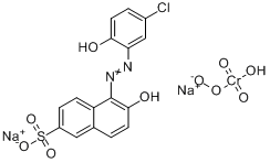 [5-[(5-氯-2-羟苯基)偶氮]-6-羟基-2-萘磺酸根合]羟基铬酸钠分子式结构图