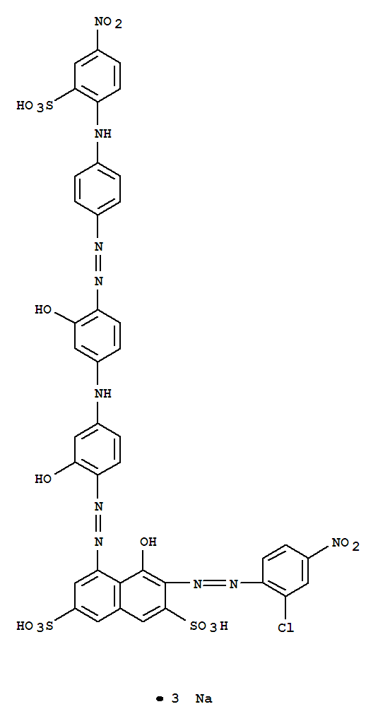 3-[(2-氯-4-硝基苯基)偶氮]-4-羟基-5-[[2-二羟基-4-[[3-羟基-4-[[4-[(4-硝基-2-磺苯基)氨基]苯基]偶氮]苯基分子式结构图