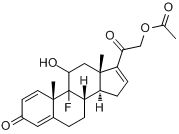 9α-氟-11β,21-二羟基孕甾-1,4,16-三烯-3,20-酮-21-醋酸酯;9α-氟孕甾-1,4,16-三烯-11&beta分子式结构图