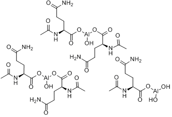 醋谷胺铝;五(N-乙酰-L-谷氨酰胺)四羟三铝盐分子式结构图