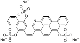 蒽并[2,1,9-MNA]萘并[2,3-H]吖啶-5,10,15-三醇三(硫酸氢)酯三钠盐分子式结构图