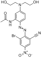 N-[5-[二(2-羟乙基)氨基]-2-[(2-溴-6-氰基-4-硝基苯基)偶氮]苯基]乙酰胺分子式结构图