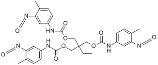 氨基甲酸(3-异氰酸根合-4-甲基苯基)-2-乙基-2-[[[[(3-异氰酸根合-4-甲基苯基)氨基]羰基]氧基]甲基]-1,3-丙?分子式结构图