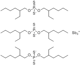 O,O-双(2-乙己基)酯二硫代磷酸锑分子式结构图