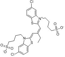 5-氯-2-[2-[[5-氯-3-(4-磺丁基)-2(3H)-苯并噻唑亚基]甲基]-1-丁烯]-3-(4-磺丁基)苯并噻唑内翁盐分子式结构图