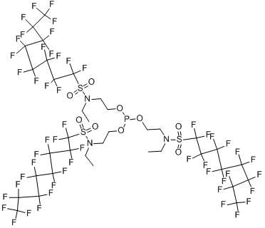 N,N',N''-[磷酰三(氧-2,1-乙二基)]三[N-乙基-1,1,2,2,3,3,4,4,5,5,6,6,7,7,8,8,8-十七氟代-1-辛烷磺酰胺;N,分子式结构图