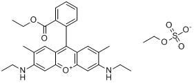 9-[2-(乙氧羰基)苯基]-3,6-双(乙氨基)-2,7-二甲基占吨翁硫酸乙酯分子式结构图