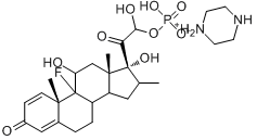 9α-氟-11β,17α,21-三羟基-16α-甲基孕甾-1,4-二烯-3,20-二酮-21-磷酸酯哌嗪盐;9&alp分子式结构图