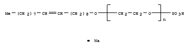 α-磺基-ω-[(Z-)9-十八烯氧基]-聚氧乙烯钠分子式结构图