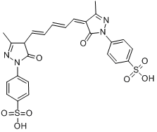 4-[4,5-二氢-4-[5-[5-羟基-3-甲基-1-(4-磺酸苯基)-1H-吡唑-2-基-]-2,4-亚戊二烯基]-3-甲基-5-氧代-1H-吡唑-分子式结构图