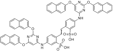 4,4'-二[2,6-二(2-萘氧基)嘧啶-4-基氨基]-1,2-二苯乙烯二磺酸分子式结构图