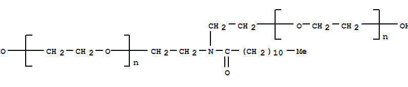 α,α'-[[(1-氧代十二烷基)亚氨基]二-2,1-亚乙基]双[ω-羟基]聚(氧基-1,2-亚乙基)]分子式结构图